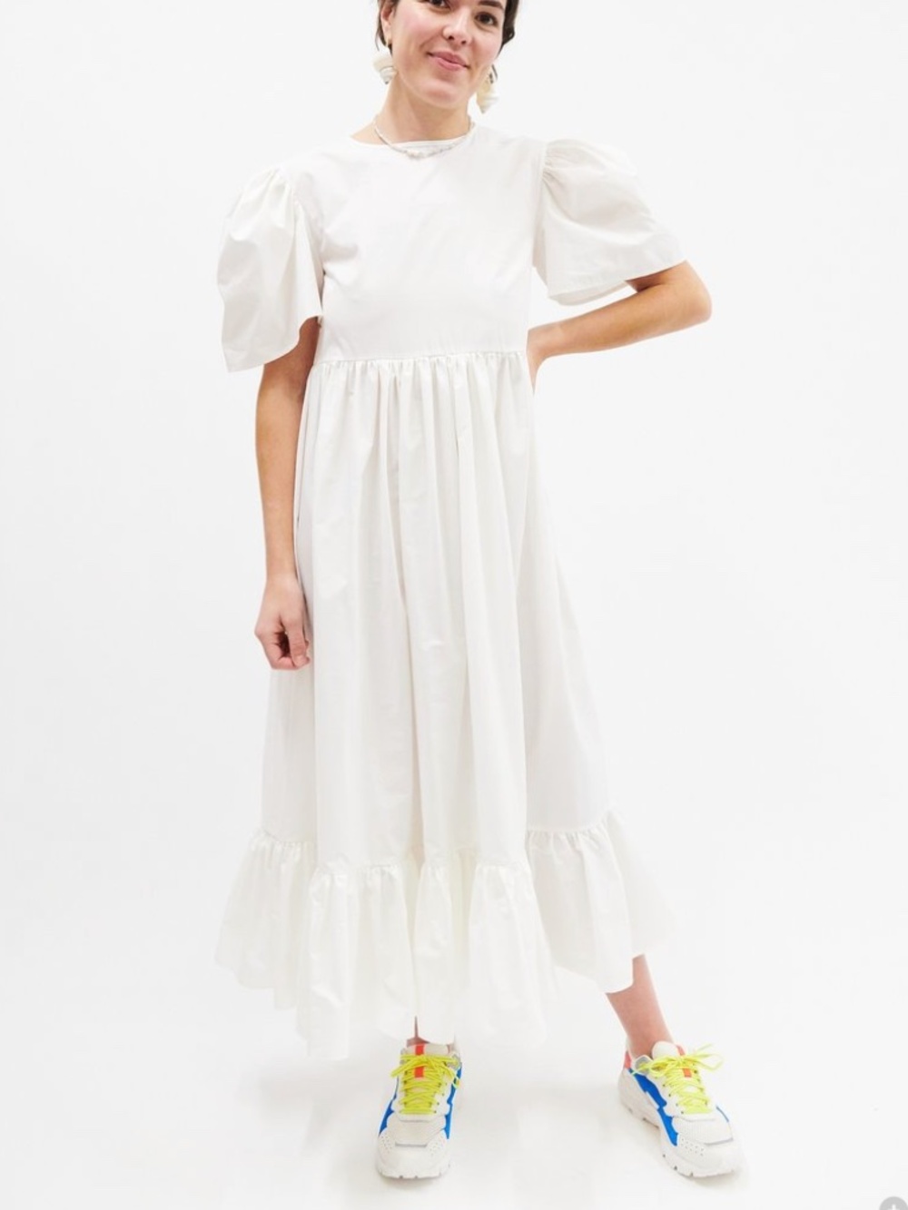 Naya Rea Elizaveta Puff Sleeve Ruffled Hem Dress Size M (US )/ 10 (UK) - Picture 3 of 6